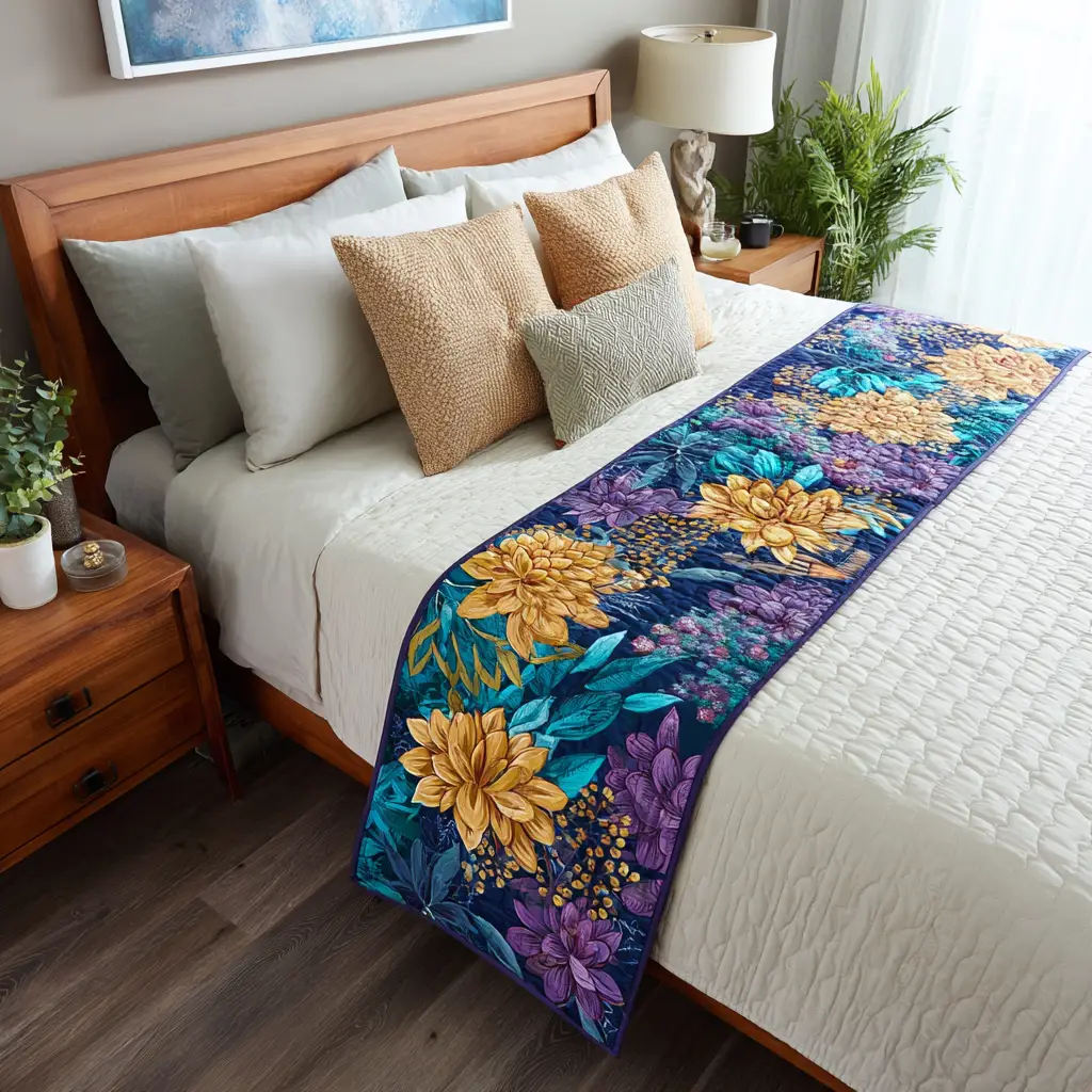 Garden Vibe Quilted Bed Runner Garden Vibe Bloom Floral Gift