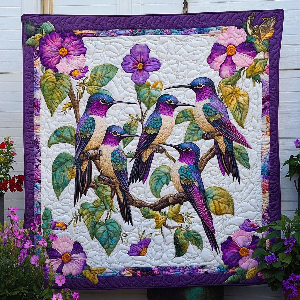 Garden Whirl Quilted Blanket Christmas Throw Blanket Hummingbird Themed Gift Items
