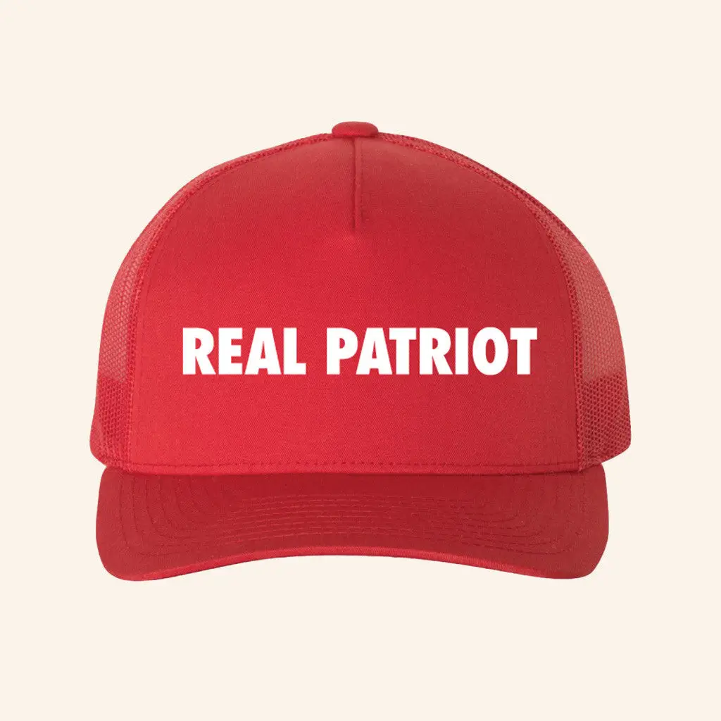 Gavin Newsom Merch Real Patriot Hat Red Trucker Cap Birthday Gift For Friends -WearandDecor