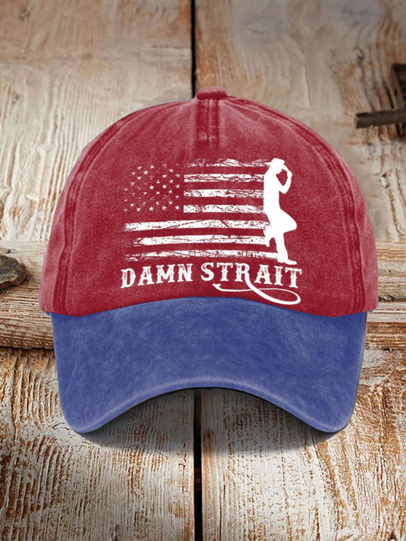 George Strait Merch Damn Strait Country Music Fan Print Hat Cowboy Themed Gift