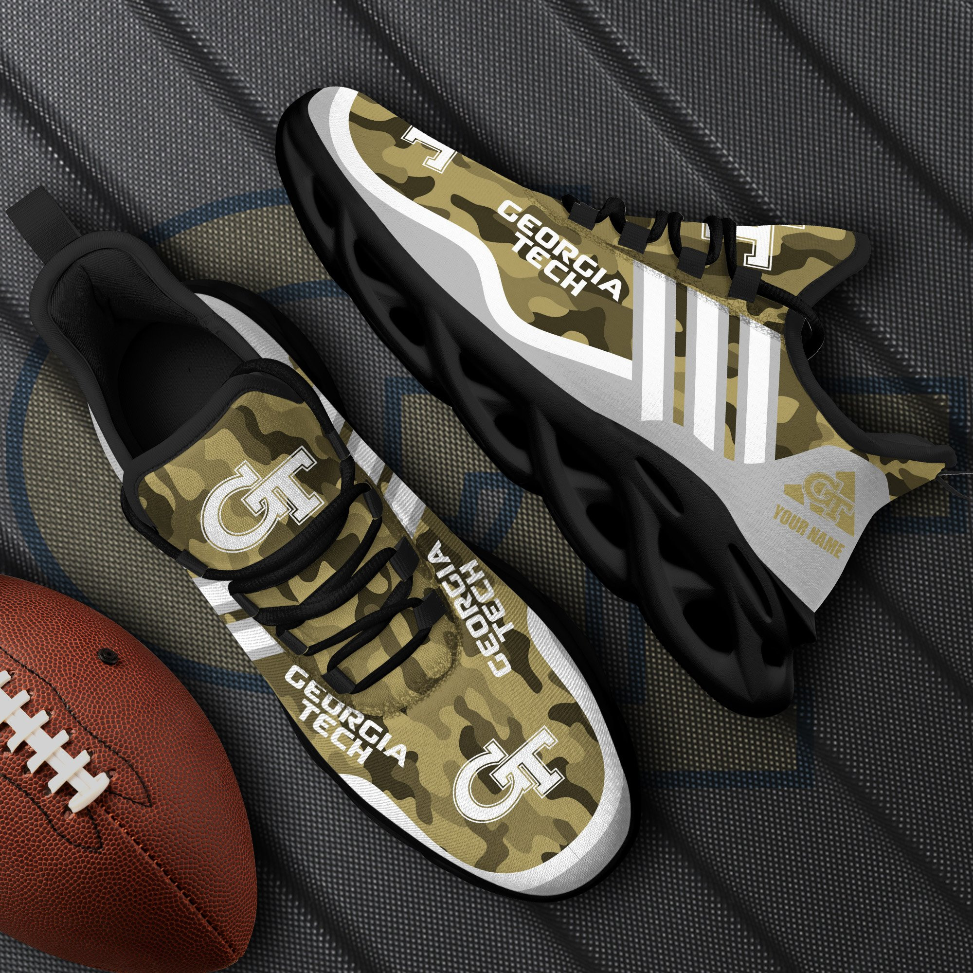 Georgia Tech Yellow Jackets Black Max Soul Shoes 2026 Versions Custom Name 466