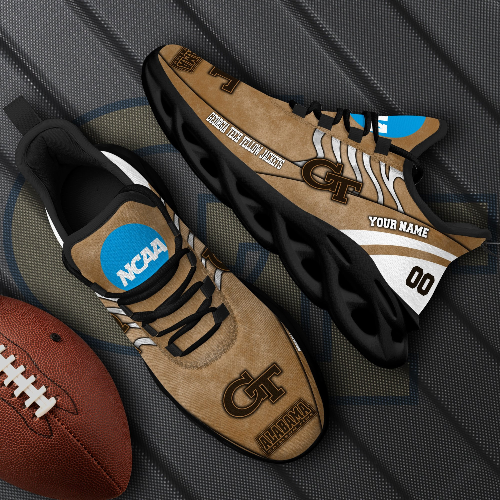 Georgia Tech Yellow Jackets Black Max Soul Shoes 2026 Versions Custom Your Name And Number 312