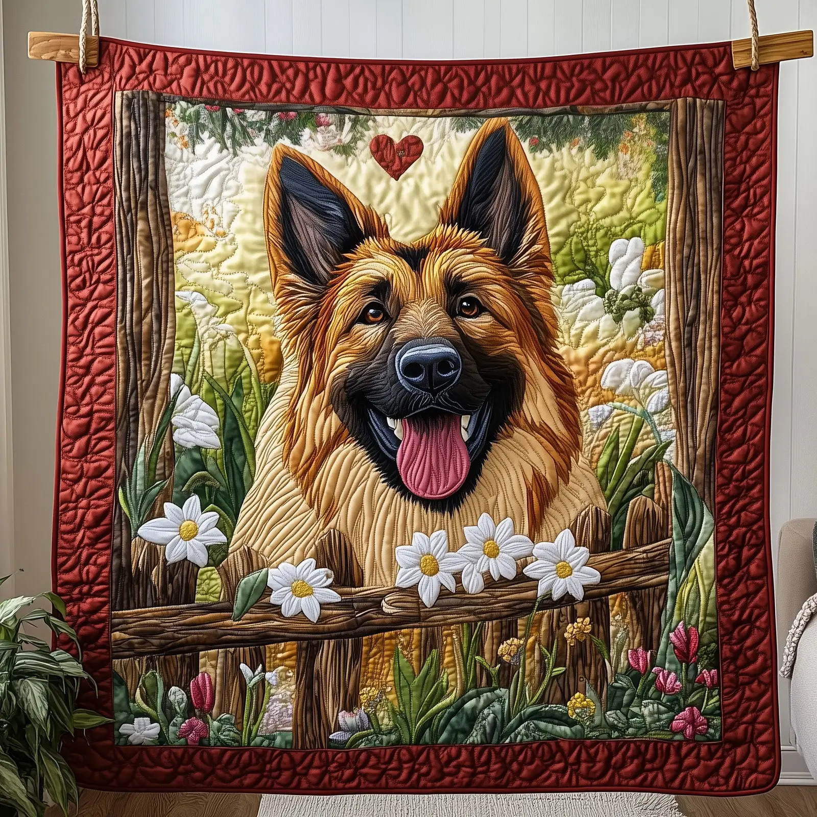 German Shepherd Quilted Blanket Decorative Dog Breed Quilt Gifts For German Shepherd Lover