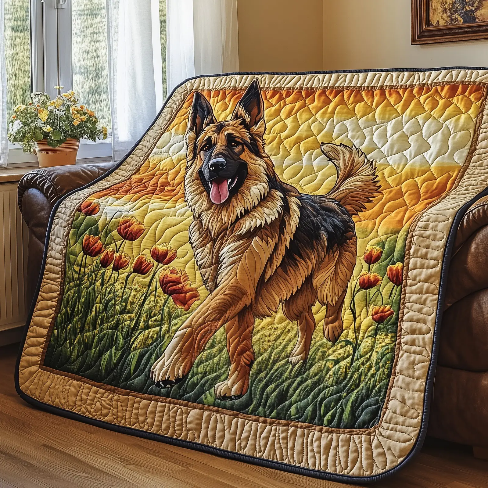 German Shepherd Quilted Blanket Dedicated Dog Lover'S Throw German Shepherd Gifts Dog Lovers