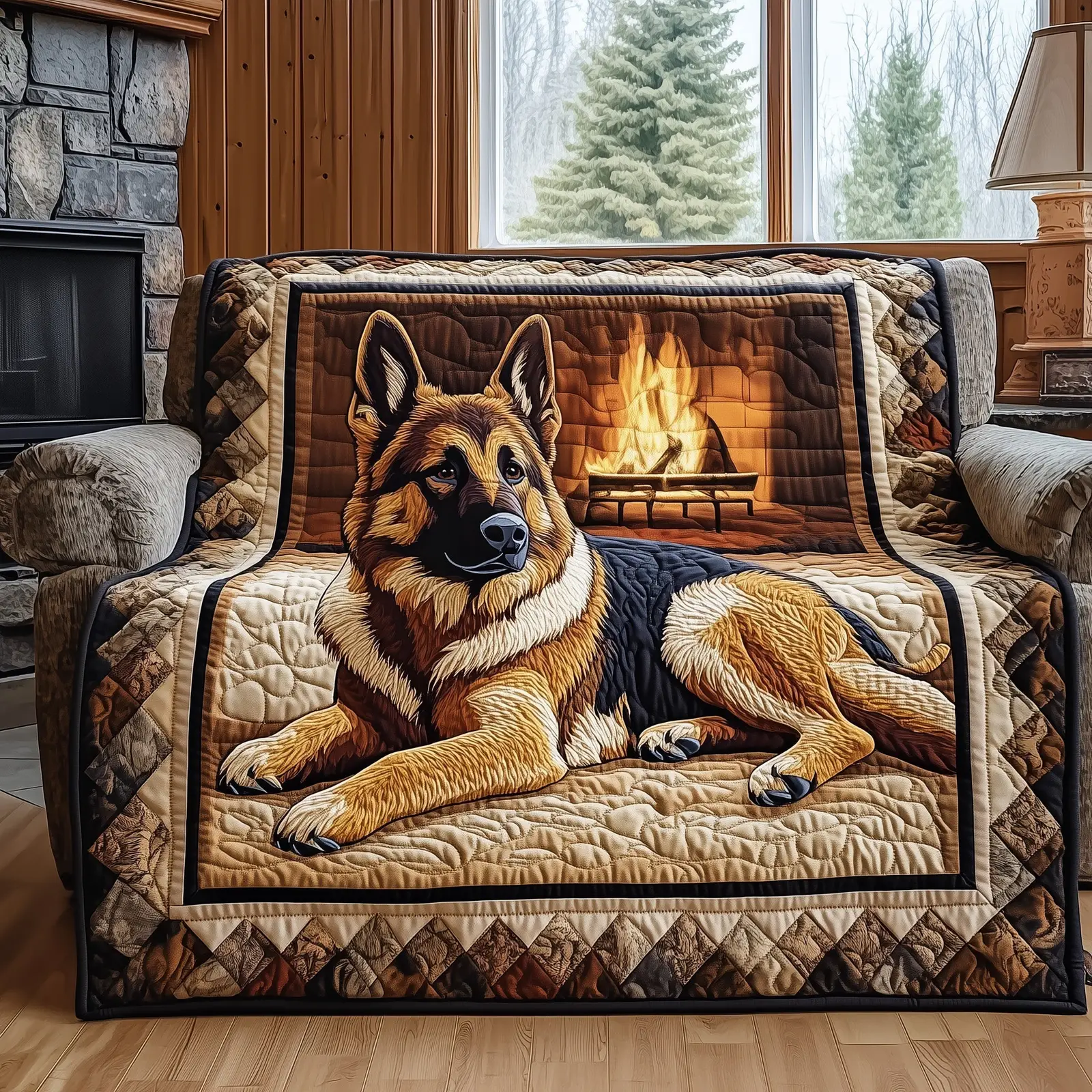 German Shepherd Quilted Blanket Premium Breed Home Textile German Shepherd Gifts Dog Lovers
