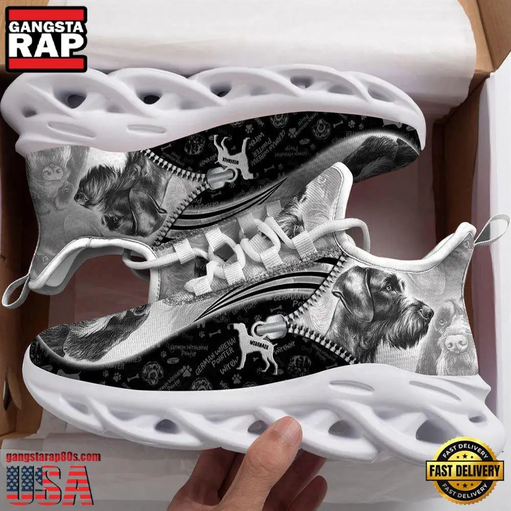 German Wirehaired Pointer Sketch Dogs Lover Air Max Shoes Air Cushion Sneakers, Running Sneakers