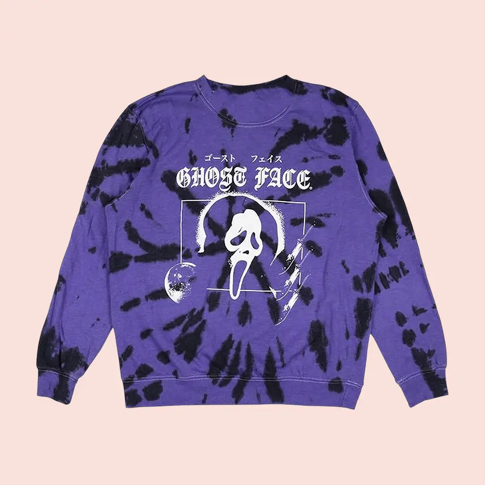 Ghostface Merch Ghost Face Tie Dye Sweatshirt Gift Ideas For Horror Movie Lovers