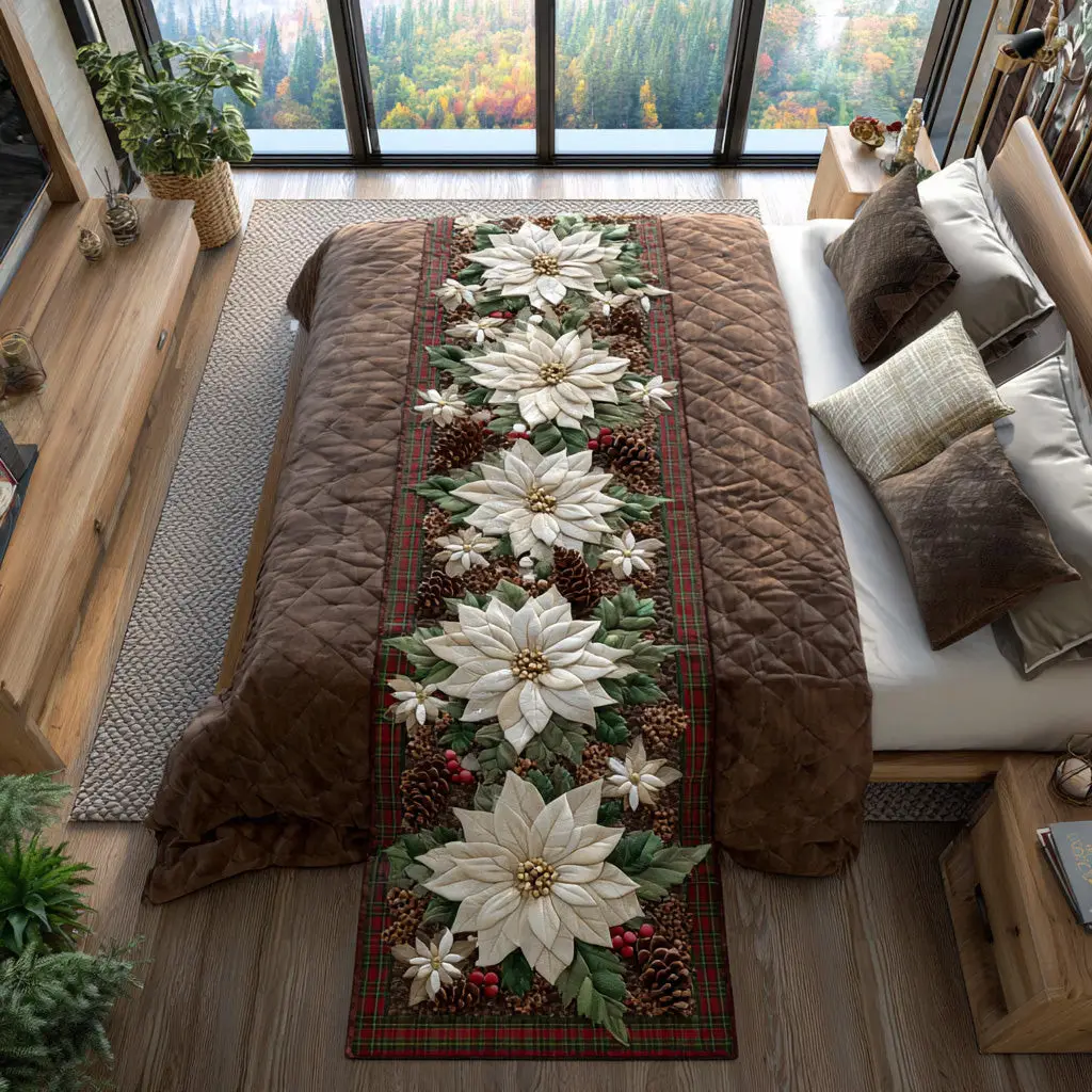 Gilded Petals Quilted Bed Runner Gilded Floral Petals Elegant Home Gift