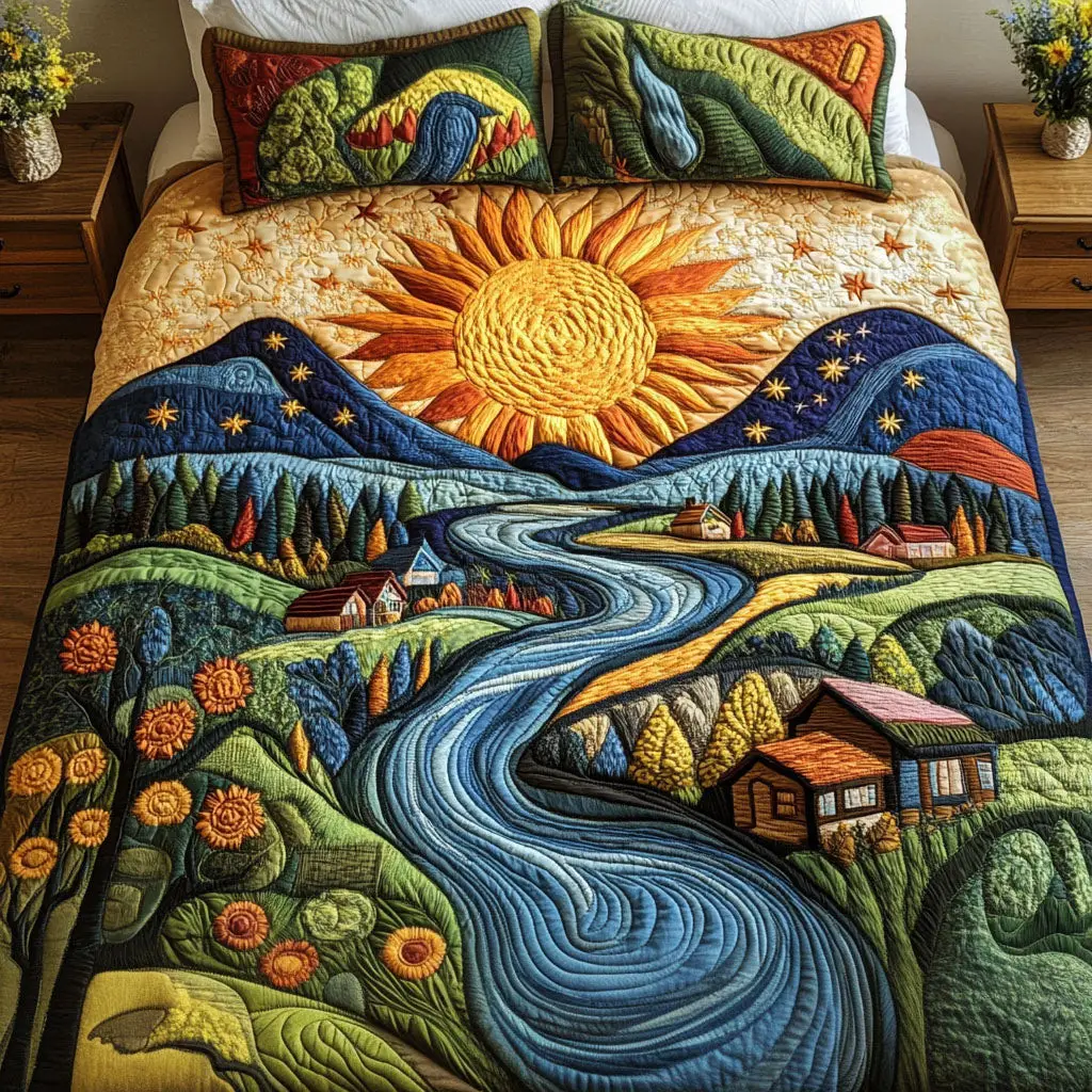 Gilded Slopes Quilted Bedding Set Trendy Bedding Set for Bedroom Makeover Gilded Slopes Quilted Bedding Set Trendy Bedding Set for Bedroom Makeover - Image 1