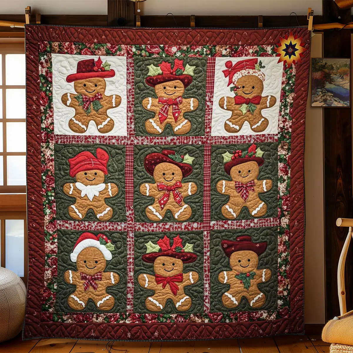 Gingerbread Rodeo Quilt Cozy Quilt Blanket for Winter Relaxation