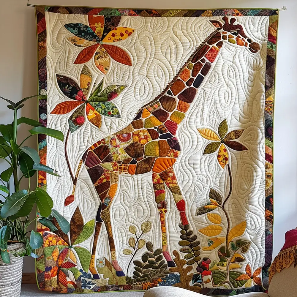 Giraffe Safari Quilted Blanket African Wildlife Art Cozy Bedding Warm Throw Best Gift Animal Fans