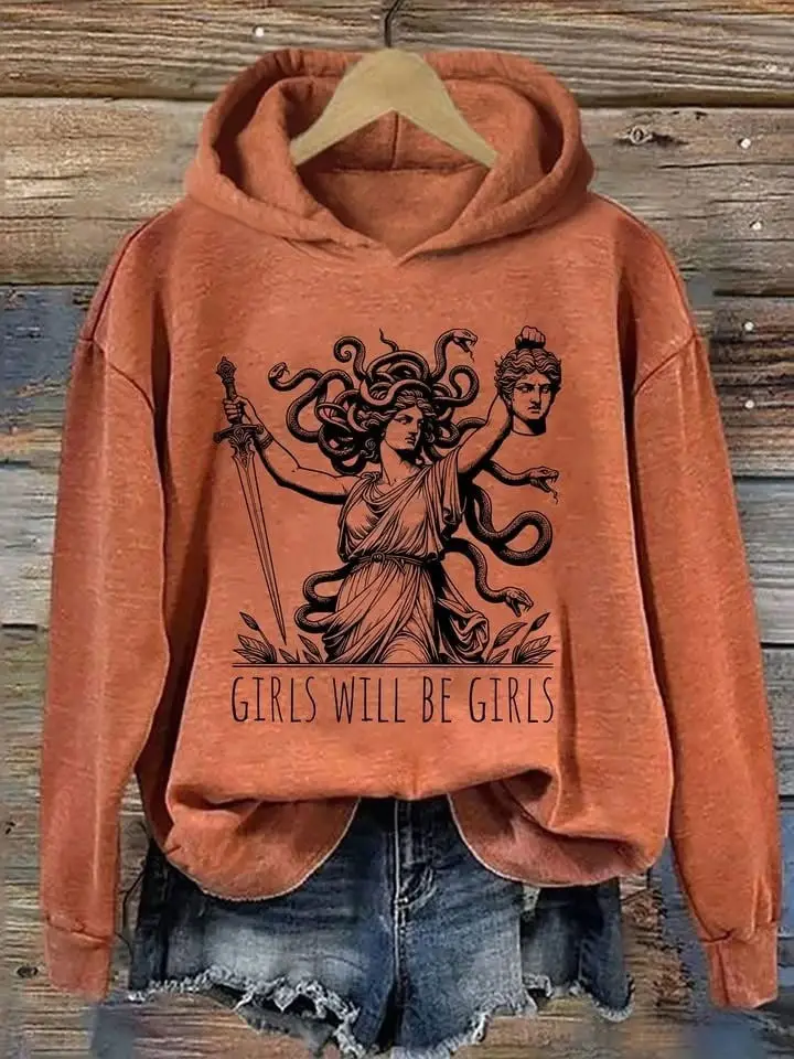 Girls Will Be Girls Hoodie Medusa With The Head Of Perseus Hoodie Women's Empowerment Gifts
