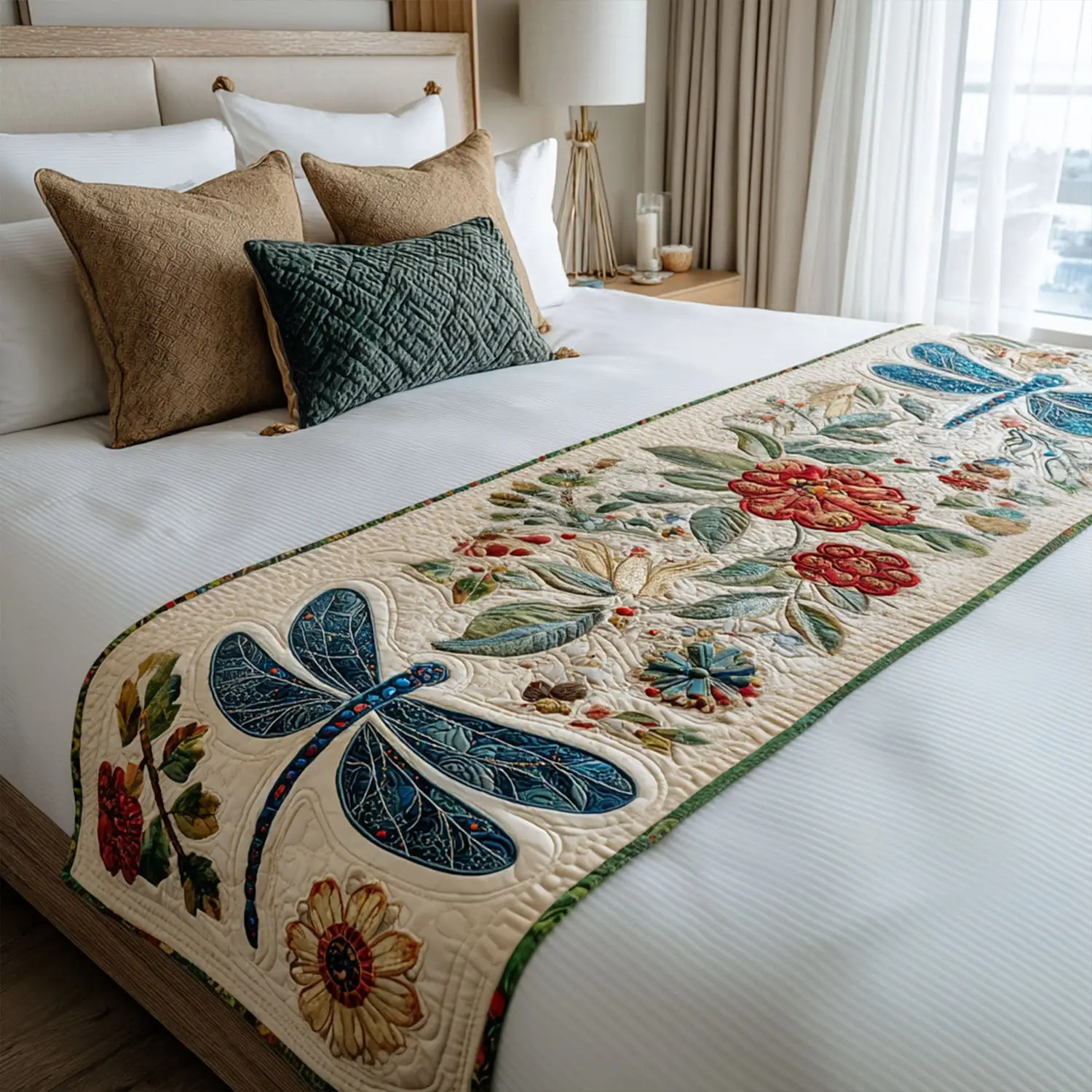 Glistening Flight Quilted Bed Runner Winter Shine Holiday Gift for Daughter