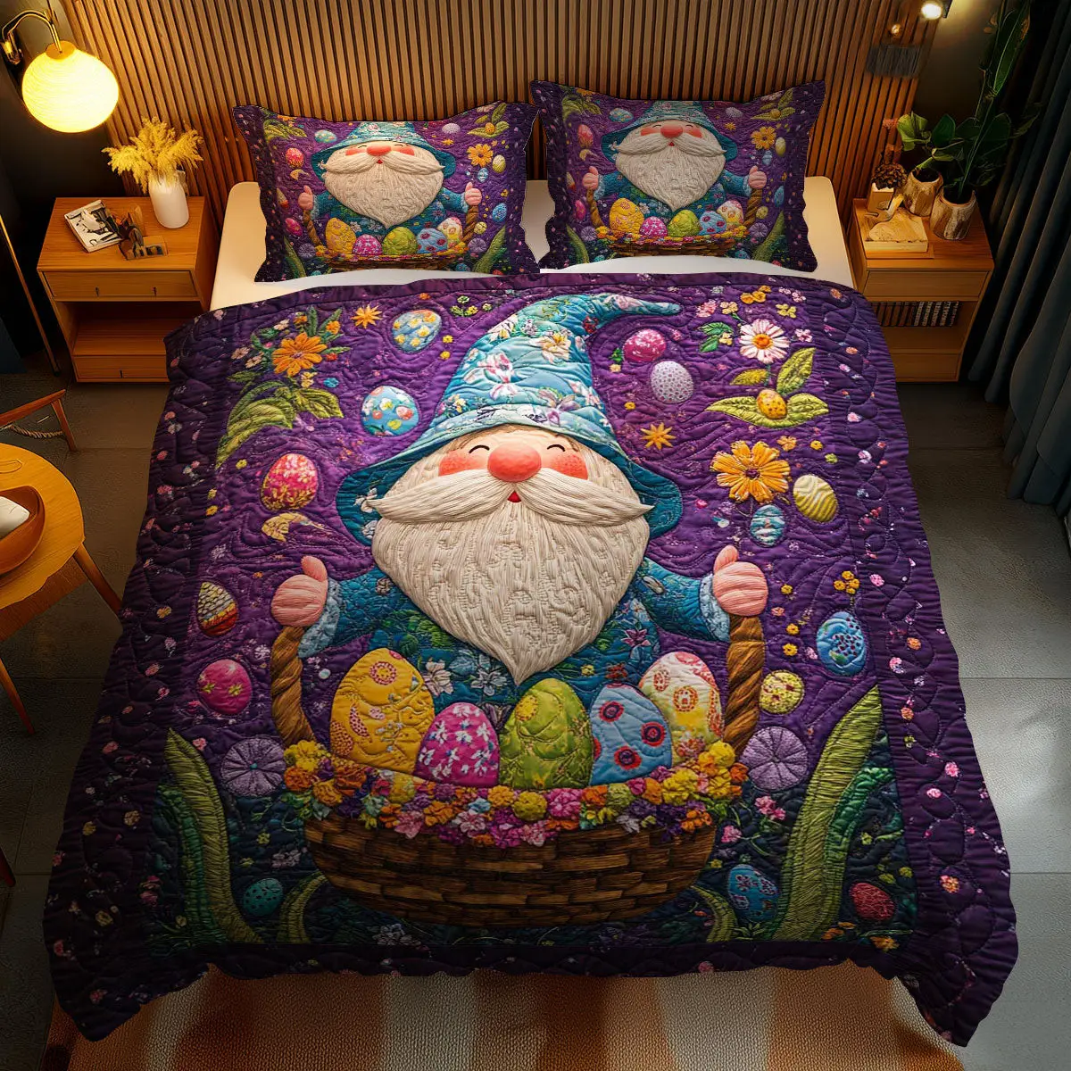 Gnome�S Easter Basket Quilted Bedding Set Holiday Duvet Cover Set Gnome Gifts For Her Gnome�S Easter Basket Quilted Bedding Set Holiday Duvet Cover Set Gnome Gifts For Her - Image 1