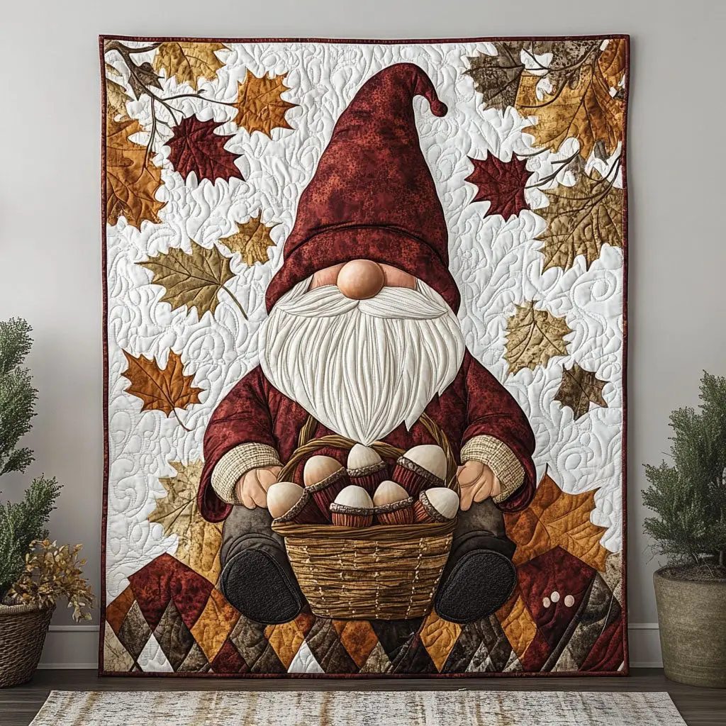 Gnome In The Fall Quilt Blanket Autumn Throw Blanket Gift Ideas For Gnome Lovers Gnome In The Fall Quilt Blanket Autumn Throw Blanket Gift Ideas For Gnome Lovers - Image 1