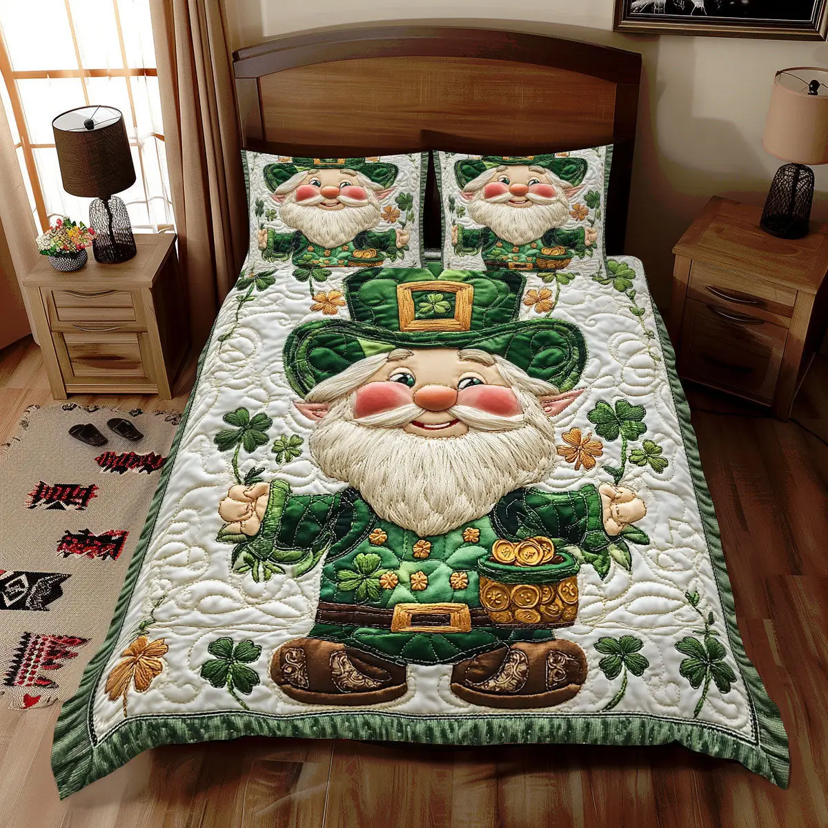 Gnome Lucky Clover Duvet Cover Set Quilt Bedding Set Bedspread St Patricks Day Gifts