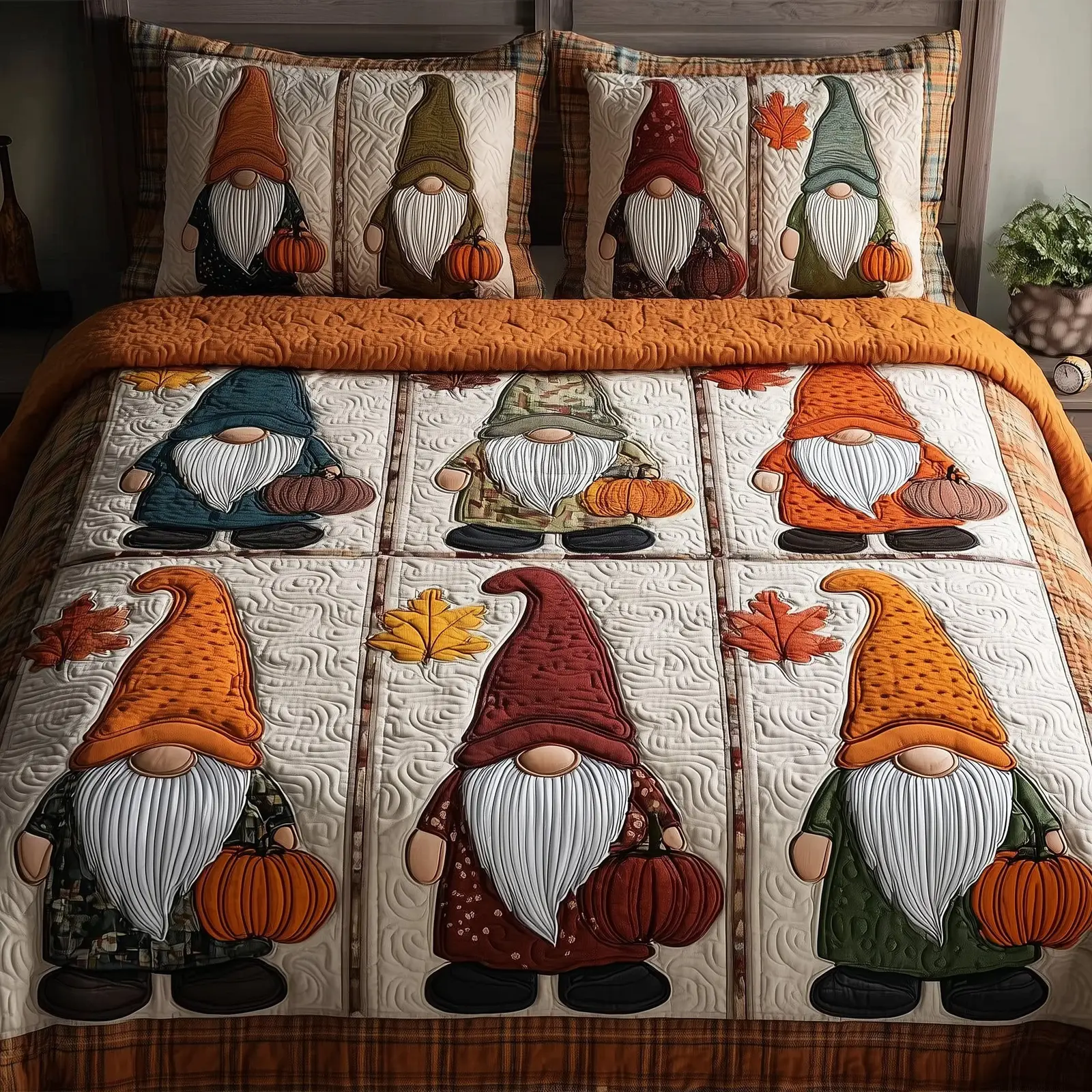 Gnome Quilted Bedding Set Duvet Cover Christmas Gnome Gifts For Her Gnome Quilted Bedding Set Duvet Cover Christmas Gnome Gifts For Her - Image 1