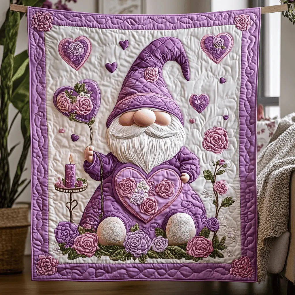 Gnome Romance Quilted Blanket Viral Home Decor Valentines Gift Idea For Husband