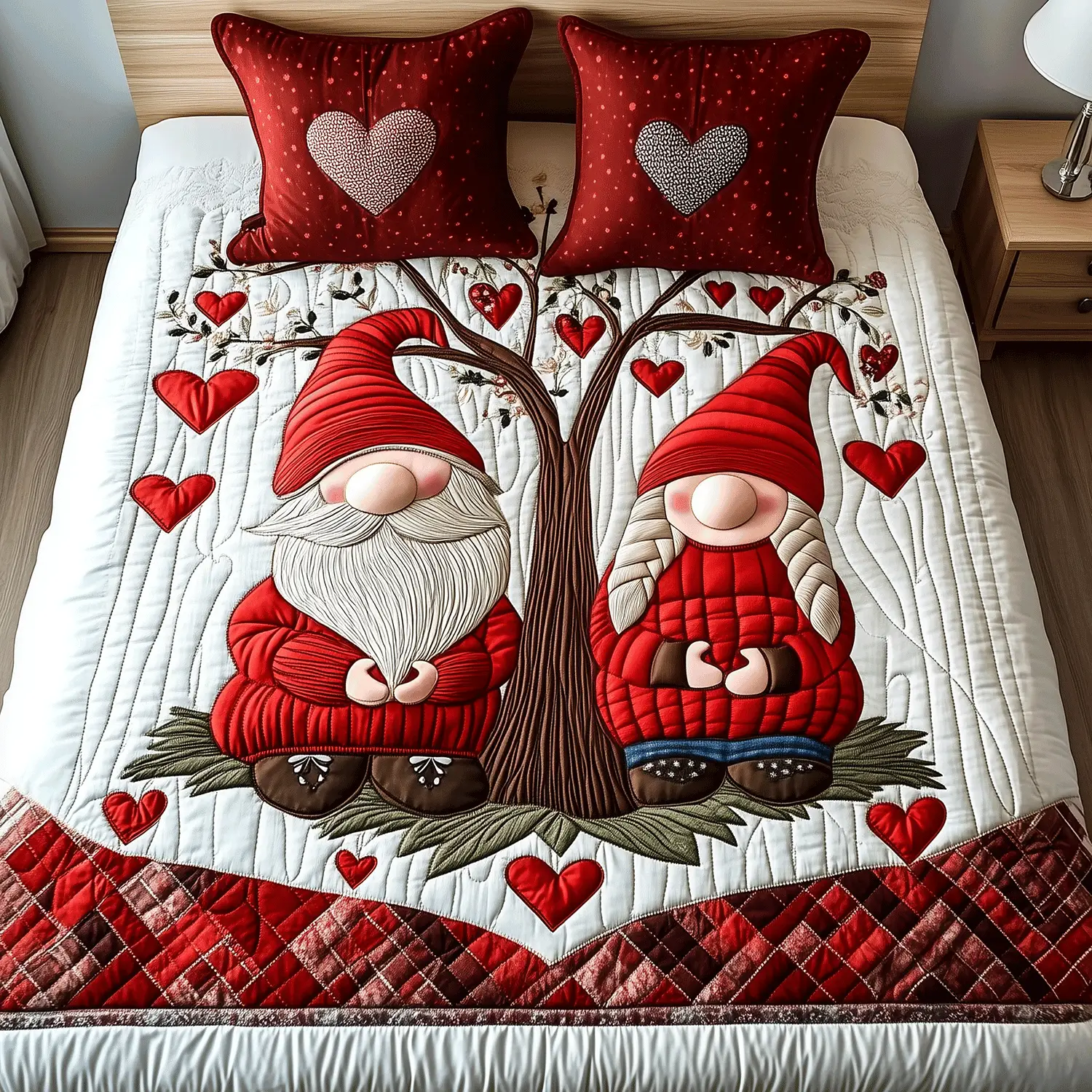 Gnome Valentine Bliss Quilted Bedding Set Bedding Ideas Valentine's Day Ideas Gifts