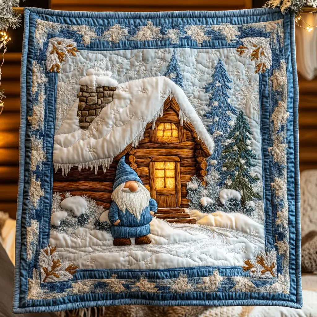 Gnome Winter Escape Quilt Perfect Holiday Gift for Blanket Lovers