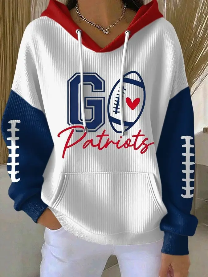 Go Pats New England Patriots Hoodie Football Game Day Merch Women's Patriots Apparel Gifts