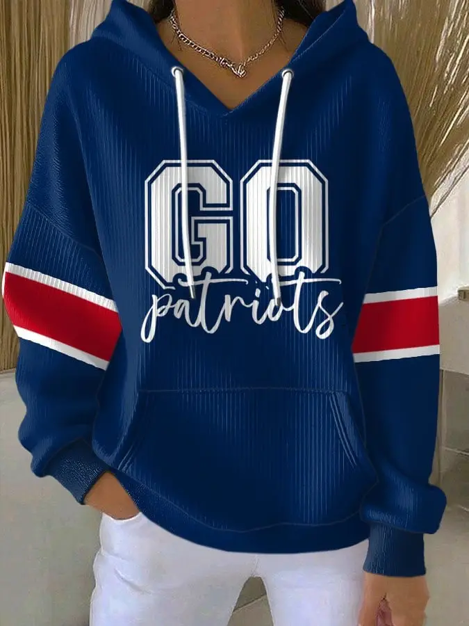 Go Pats New England Patriots Hoodie Women's Unique Game Day Merch Patriots Fan Gift Ideas