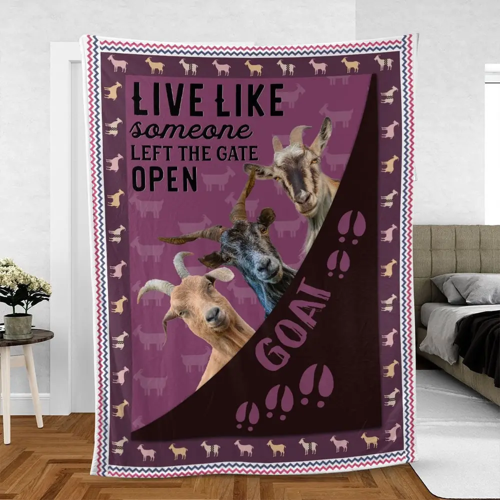 Goat Hoof Pattern Purple Background Blanket Farm Blanket Gift For Farmer
