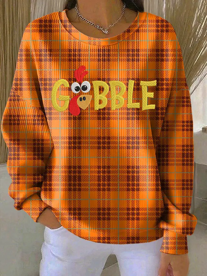 Gobble Turkey Thanksgiving Sweatshirt Funny Turkey Cartoon Merch Perfect Gift Ideas