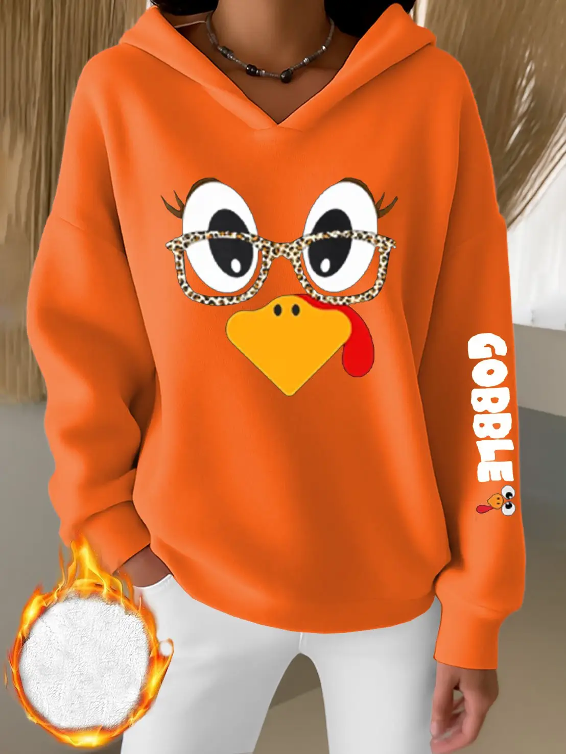 Gobble Turkey Wears Glass Hoodie Thanksgiving Merch Presents For Autumn Lovers