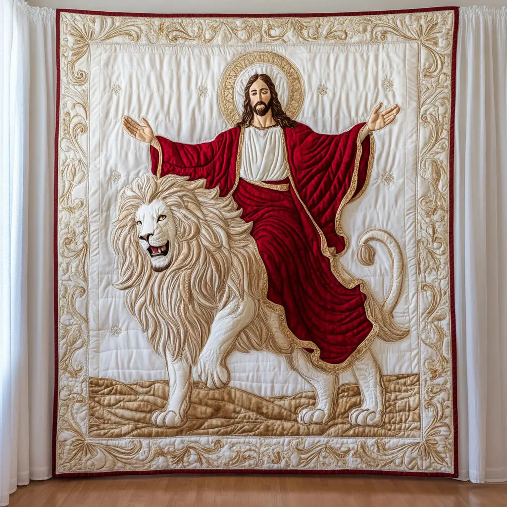 God And The Lion Quilt Soft Quilt Blanket Gift to Warm Hearts God And The Lion Quilt Soft Quilt Blanket Gift to Warm Hearts - Image 1