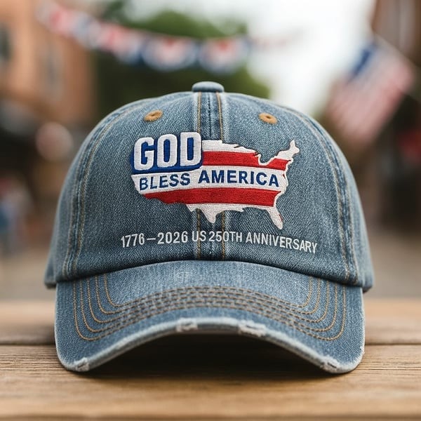 God Bless America Hat 250th Anniversary Baseball Cap Merch Patriotic Inspired Gifts