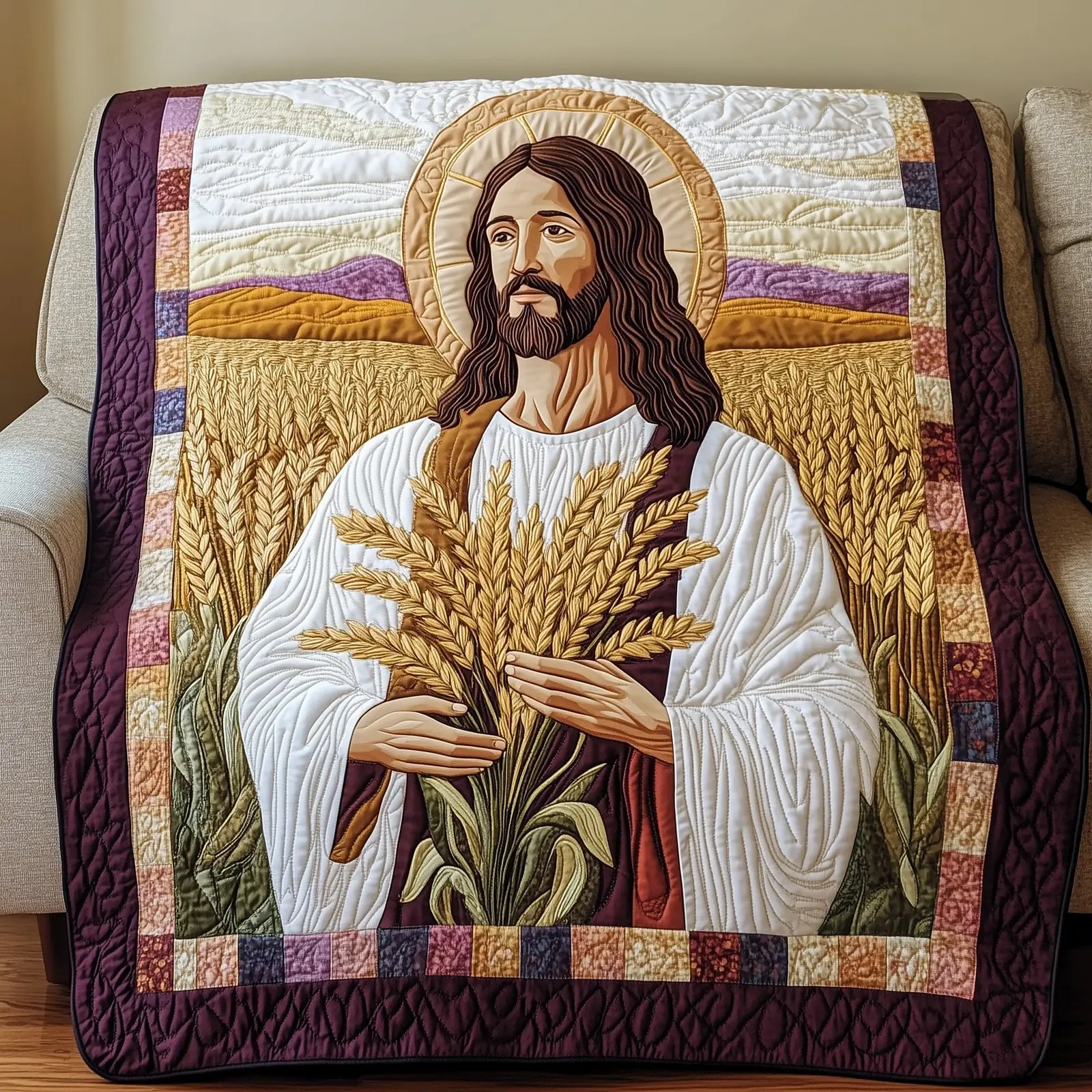 God Blessings Quilted Blanket Bed Room Decoration Unique Gifts Ideas For Dad