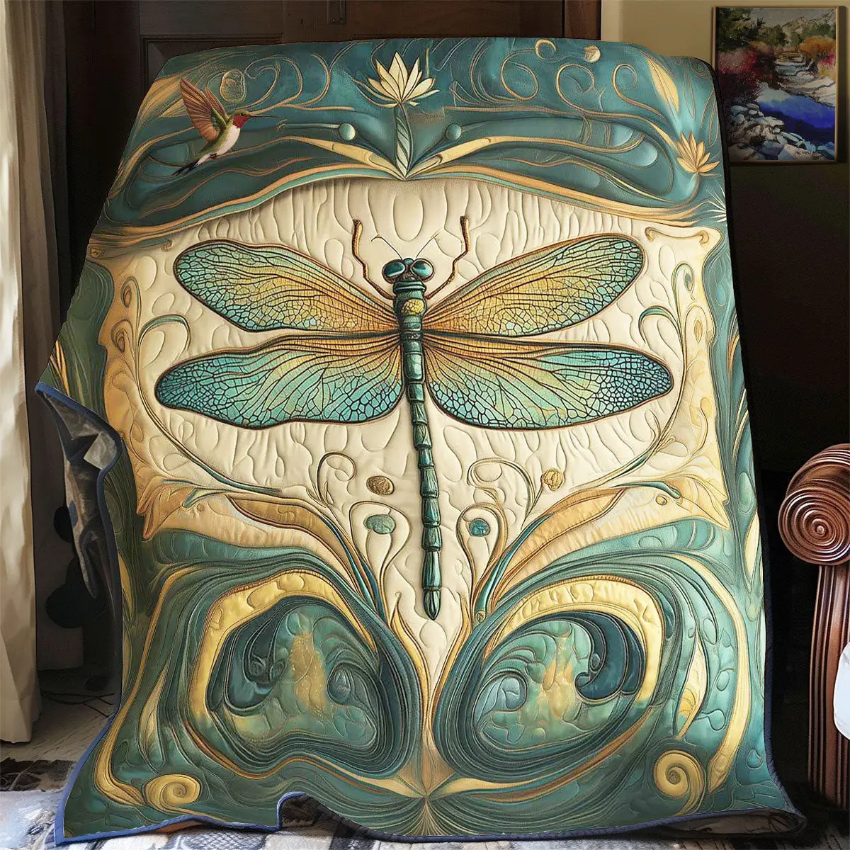 God Dragonfly Quilt Unique Holiday Gift Idea with Quilt Blanket