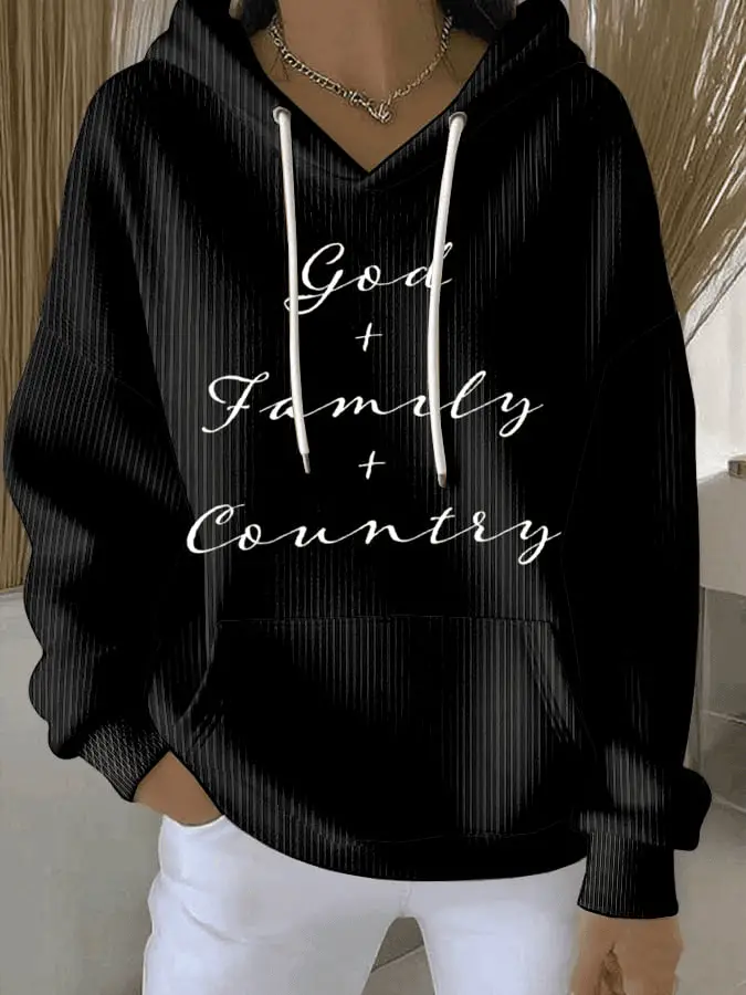 God Family Country Print Casual Sweatshirt Charlie Kirk Quote Crewneck Tribute Gift