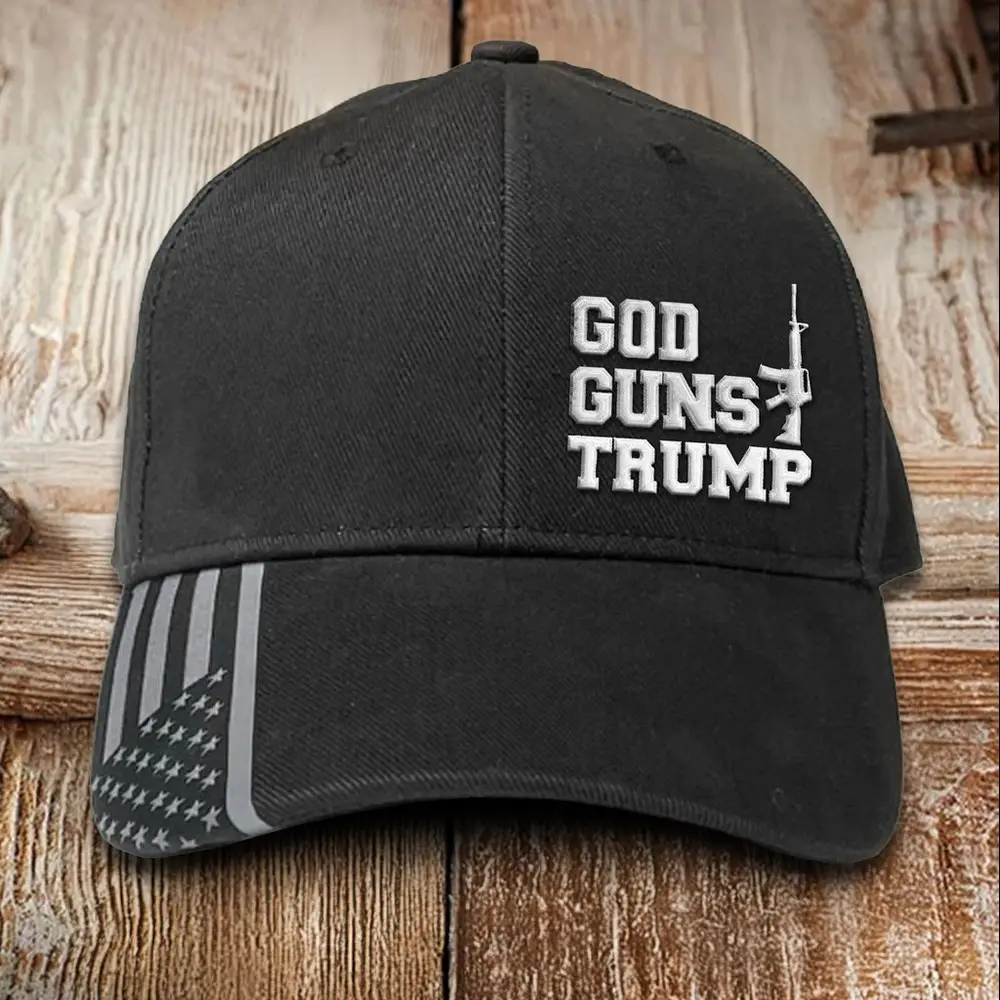 God Guns Trump Embroidered Camo Hat Support For Donald Trump 2024 Hat Gun Lovers Gifts