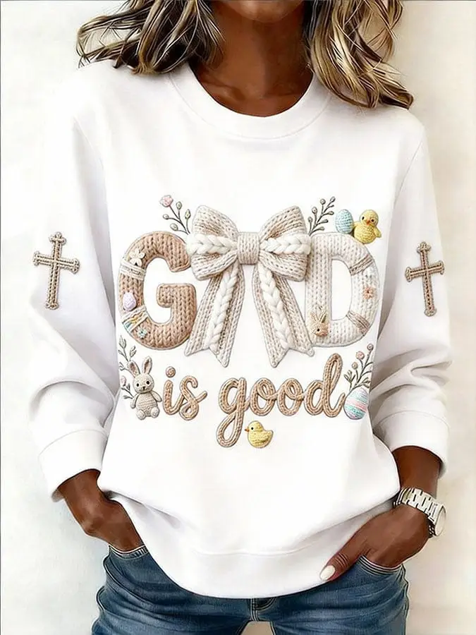 God Is Good Cross Sweatshirt Funny Christian Faith Apparel Gift Ideas For Women