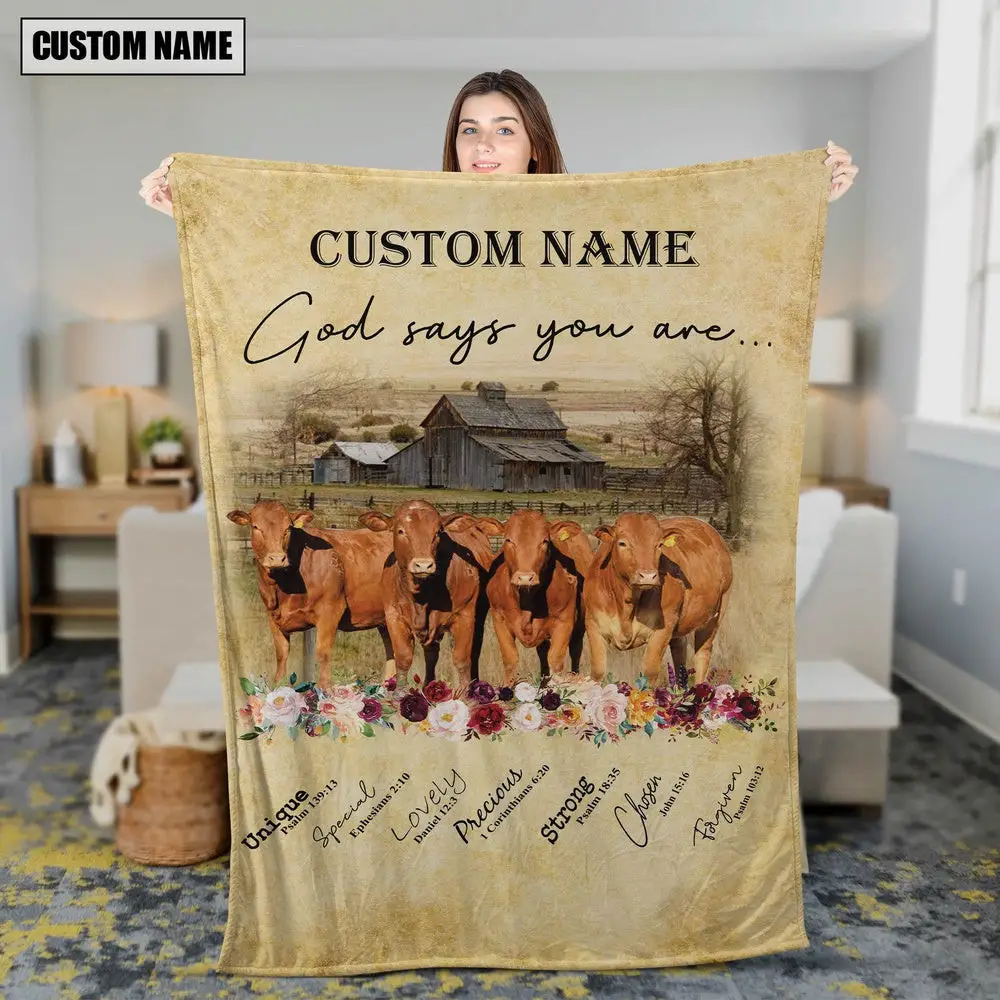 God Says You Are Personalized Name Beefmaster Blanket Gift For Whole Family