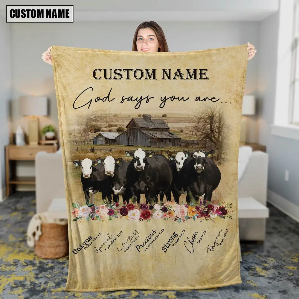 God Says You Are Personalized Name Black Baldy Blanket Gift For Whole Family God Says You Are Personalized Name Black Baldy Blanket Gift For Whole Family - Image 1