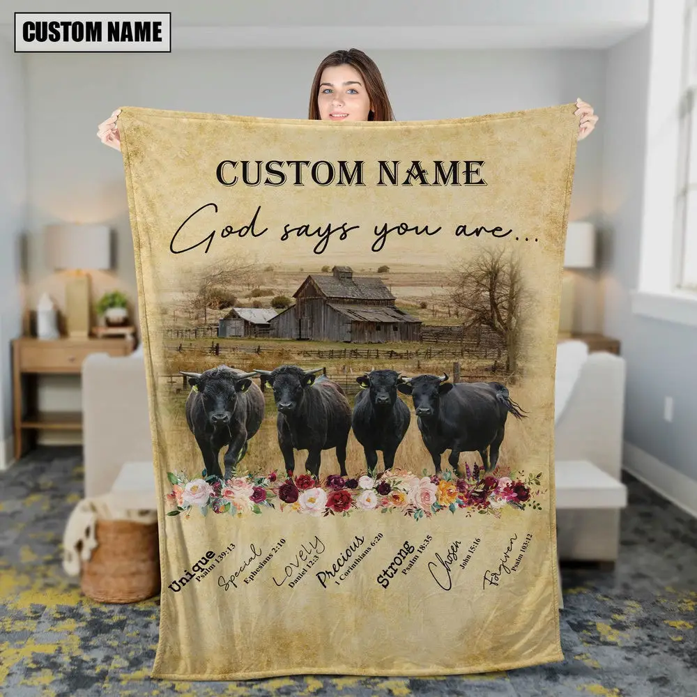 God Says You Are Personalized Name Dexter Farm Animal Blanket Gift For Whole Family