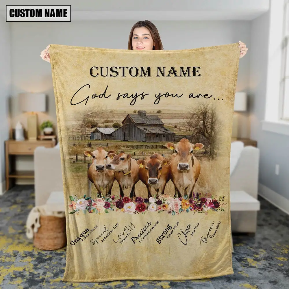 God Says You Are Personalized Name Jersey Blanket Farm Animal Blanket Gift For Whole Family God Says You Are Personalized Name Jersey Blanket Farm Animal Blanket Gift For Whole Family - Image 1