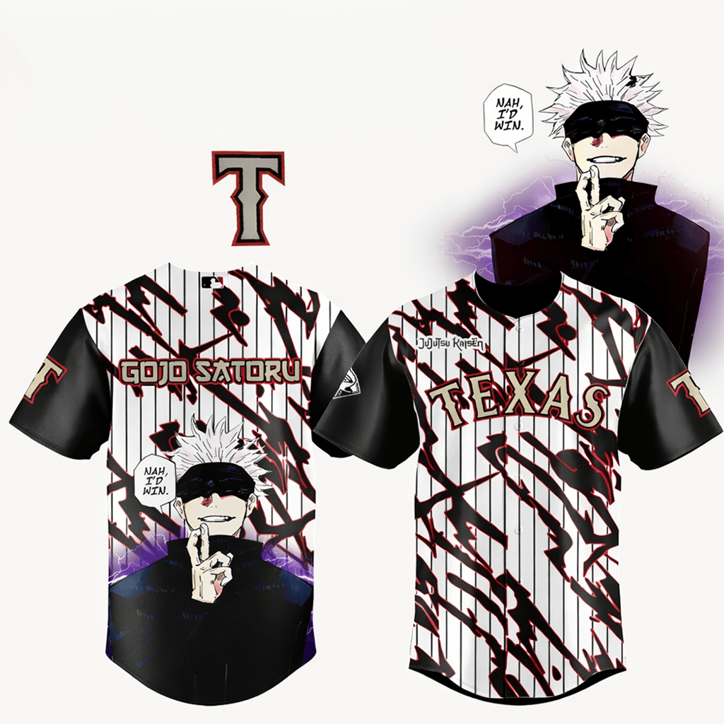 Gojo Satoru Texas Rangers Jujutsu Kaisen 2026 Jersey Rangers Merch Baseball Enthusiast Gifts