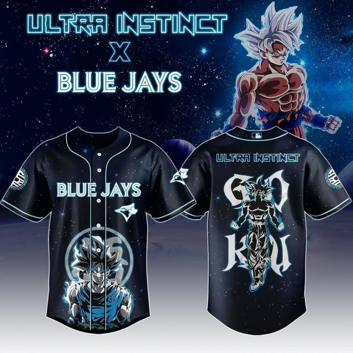 Goku Ultra Instinct x Blue Jays Jersey Dragon Ball Fan Gifts For Him Adults Baseball Lovers