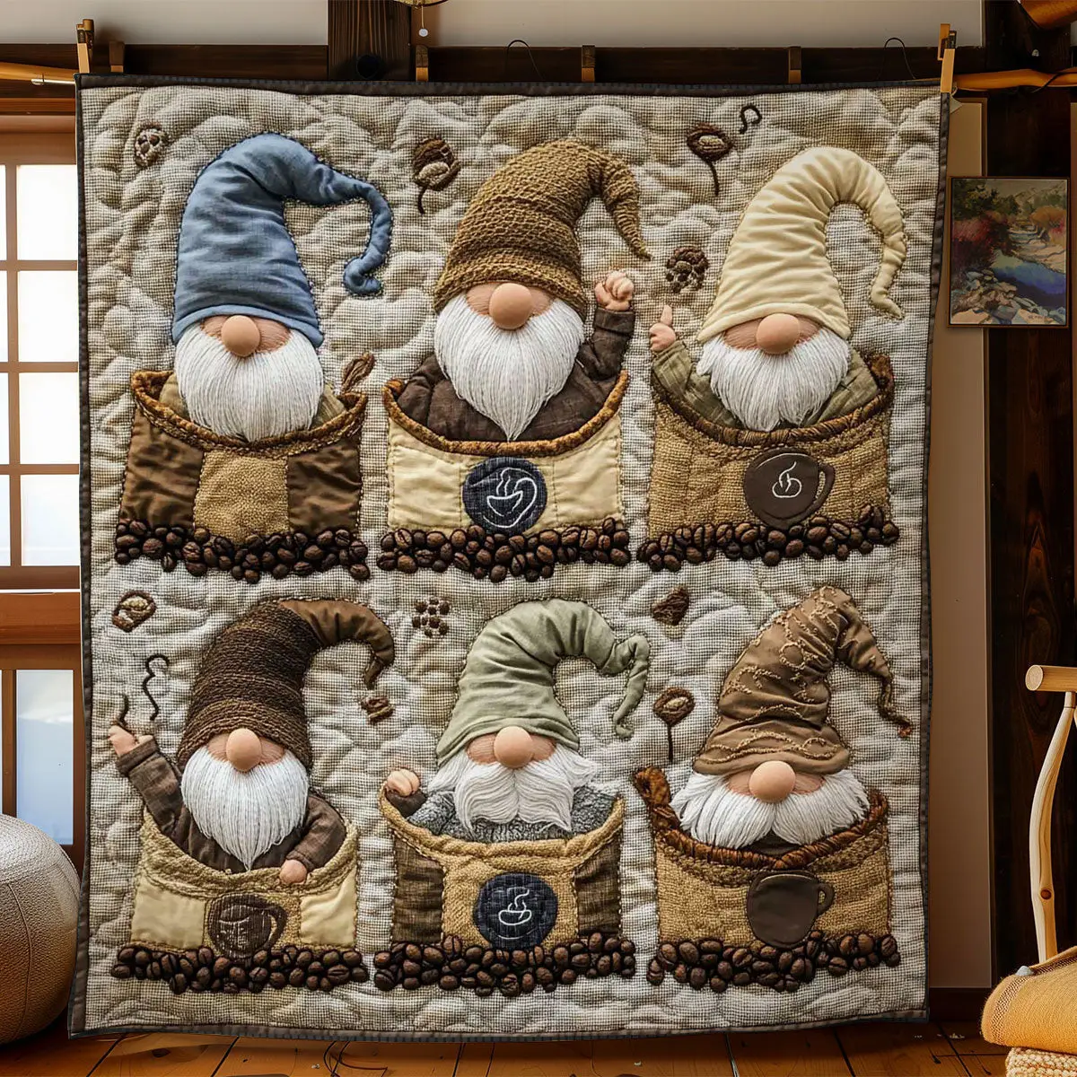 Golden Brew Gnome Quilt Thoughtful Holiday Gift Featuring Quilt Blanket
