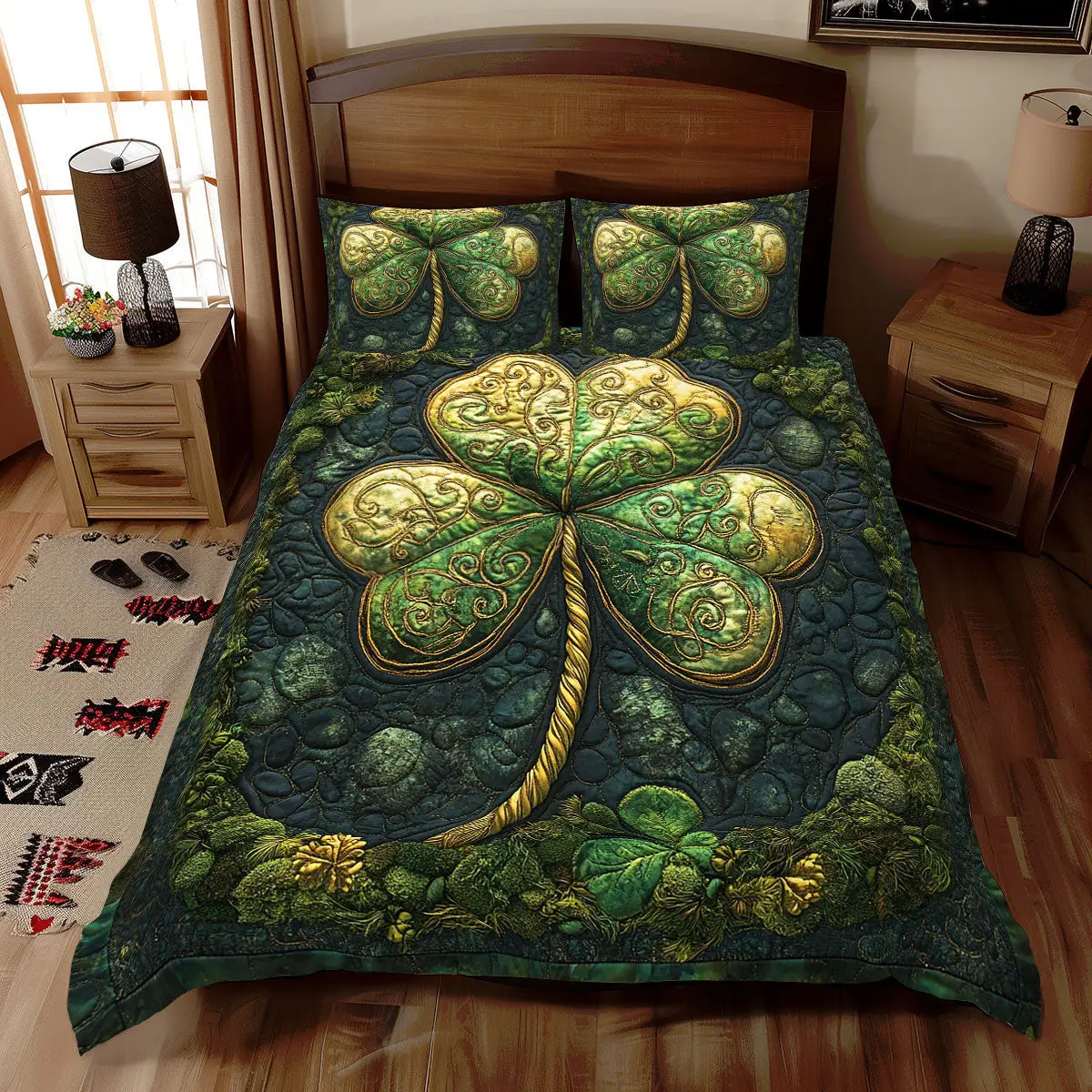 Golden Clover Charm Duvet Cover Set Quilt Bedding Set Bedspread Best St Patrick'S Day Gifts