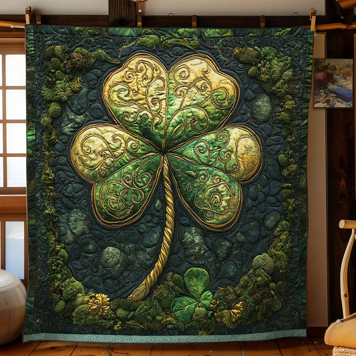 Golden Clover Charm Quilt Blanket Cute Soft Blanket St Patrick'S Day Birthday Gift Ideas Golden Clover Charm Quilt Blanket Cute Soft Blanket St Patrick'S Day Birthday Gift Ideas - Image 1