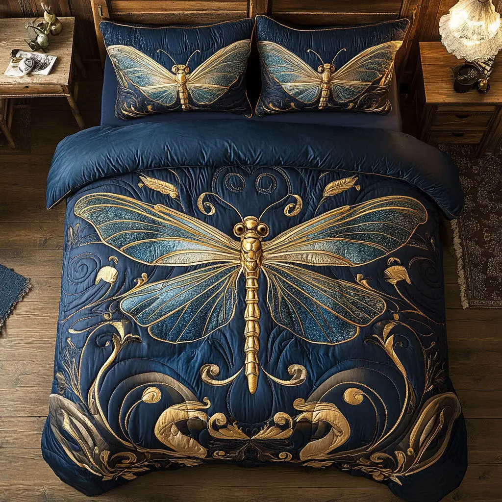 Golden Dragonfly Duvet Covers Set Quilt Bed Covers Special Mothers Day Presents