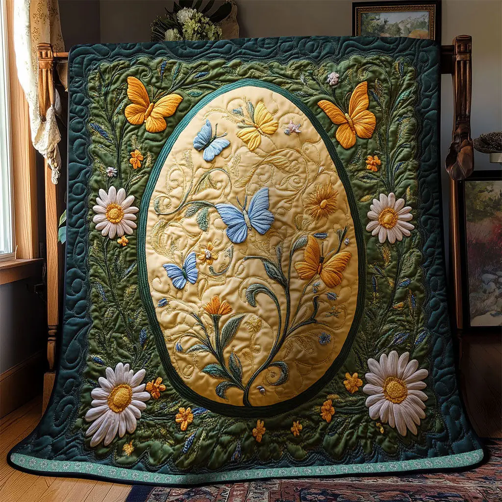 Golden Easter Egg Quilted Blanket Bed Room Decoration Unique Gifts Ideas For Men