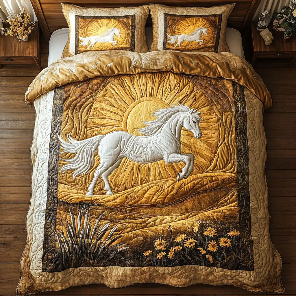 Golden Field Quilted Bedding Set Duvet Cover Bedspread  Bedroom Decorative For Couples