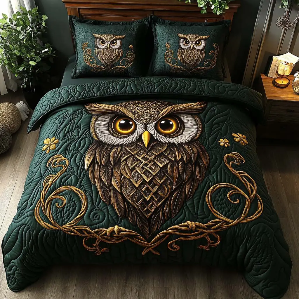 Golden Gaze Quilted Bedding Set High-Quality Cotton Bedding Set for Deep Sleep Golden Gaze Quilted Bedding Set High-Quality Cotton Bedding Set for Deep Sleep - Image 1