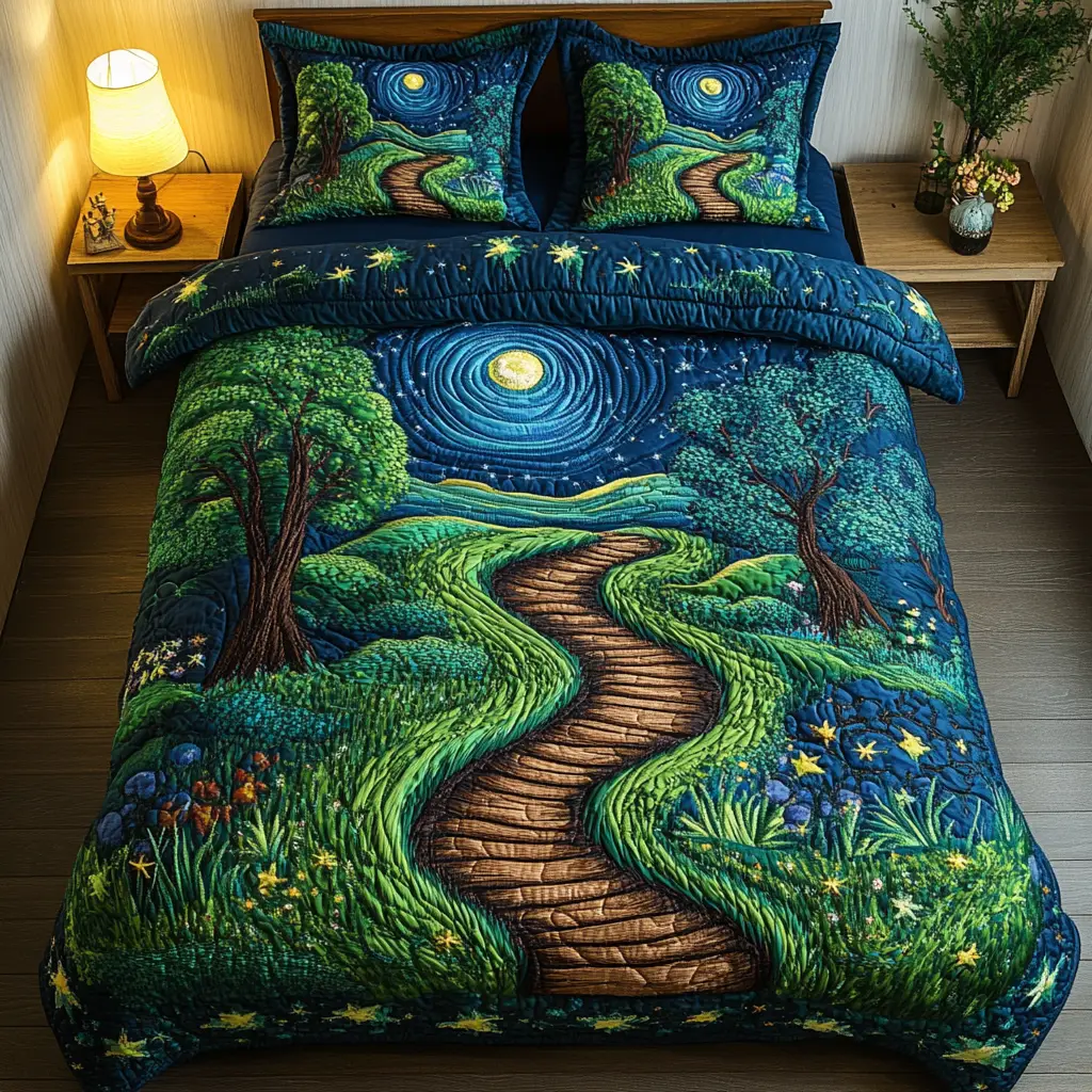 Golden Horizon Quilted Bedding Set Luxury Duvet Cover Set for Elegant Bedroom Decor